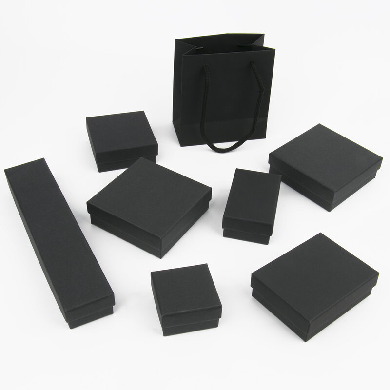 1 pçs preto quadrado jóias exibir presentes caixa organizador de noivado para anel brinco broche colar pulseira caixas embalagem