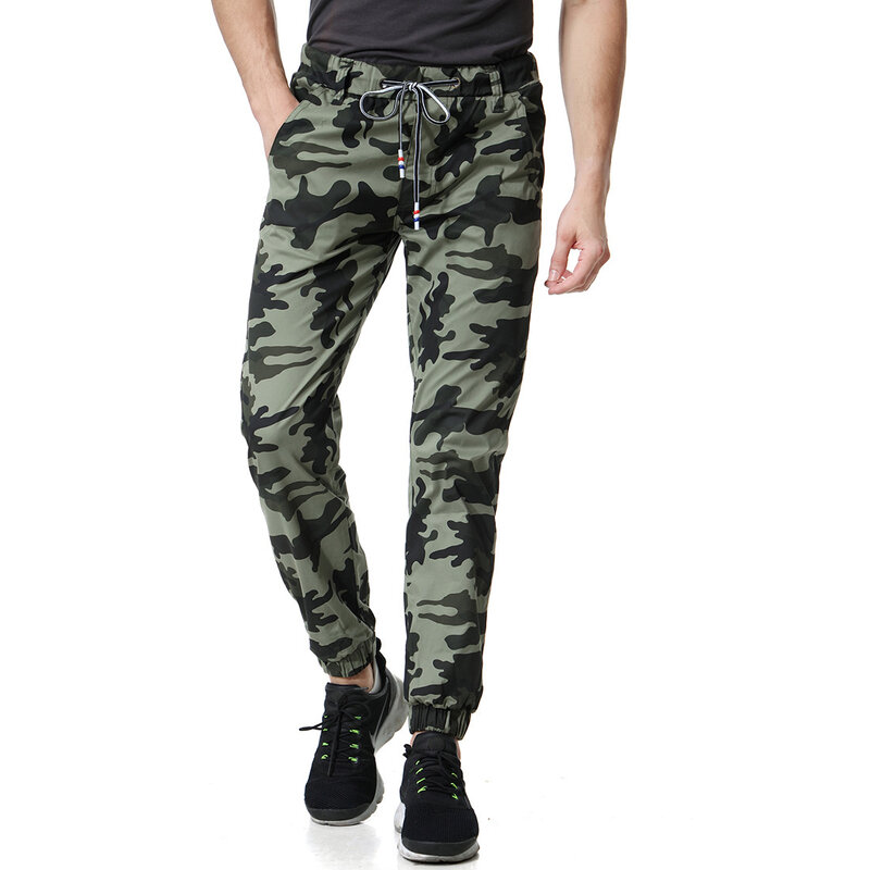 2023ชายใหม่สบายๆกางเกงผ้าฝ้ายเอว Camouflage กางเกง