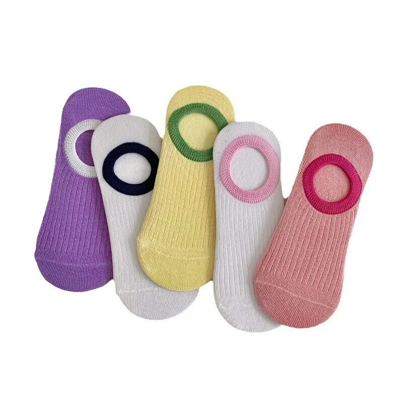 Socks for Women Spring and Summer Boat Socks Shallow Mouth Invisible Cotton Socks Ins Candy Color Silicone Non Slip Tight Socks