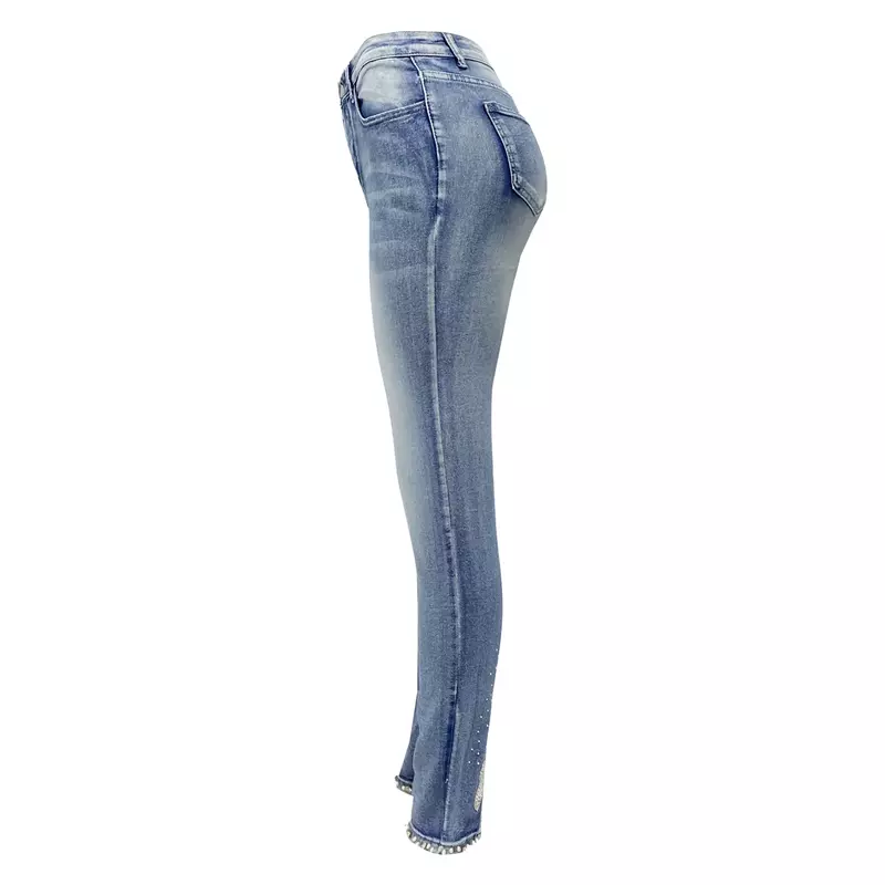 Celana Jeans wanita, celana Denim pinggang tinggi Vintage untuk perempuan