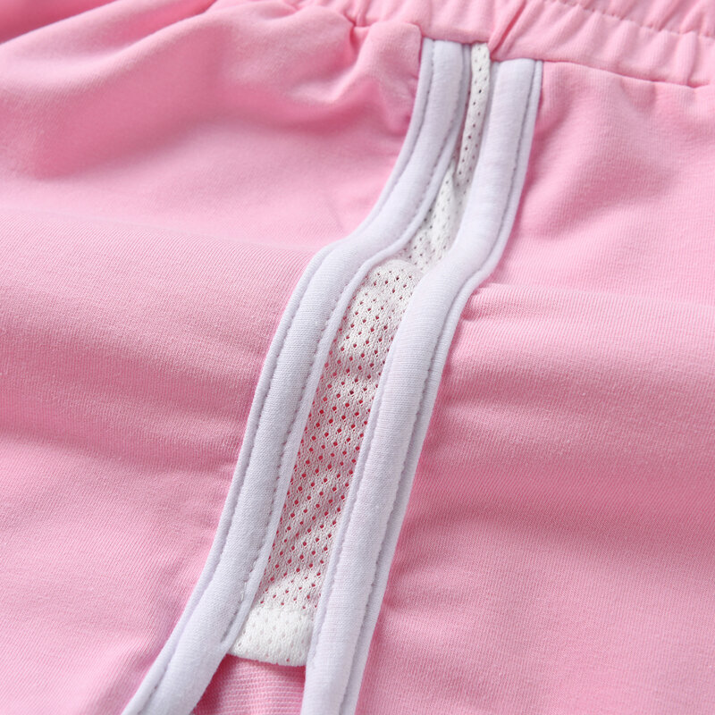Conjuntos de duas peças de algodão feminino, capuz respirável de manga curta, shorts de jogging casual, moda verão 2024