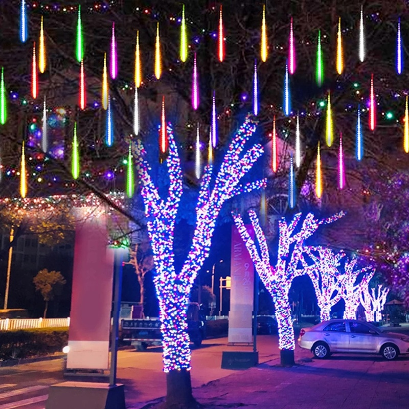 Cadena de lluvia de tubo de meteorito, luz LED de 50CM para Navidad, fiesta de boda, jardín, cadena de luz para exteriores, decoración de Año Nuevo