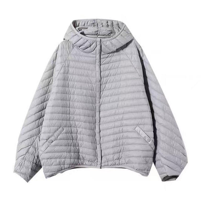 Женская осенне-зимняя куртка, новинка 2024, модное легкое пальто из хлопка с капюшоном, женская Свободная Повседневная теплая парка, верхняя одежда
