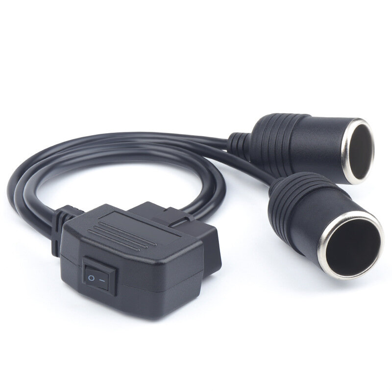 12 В переключатель OBDII OBD2 24AWG кабель питания 16-контактный разъем мама к автомобильному прикуривателю источник питания постоянного тока OBD Штекерный соединительный кабель
