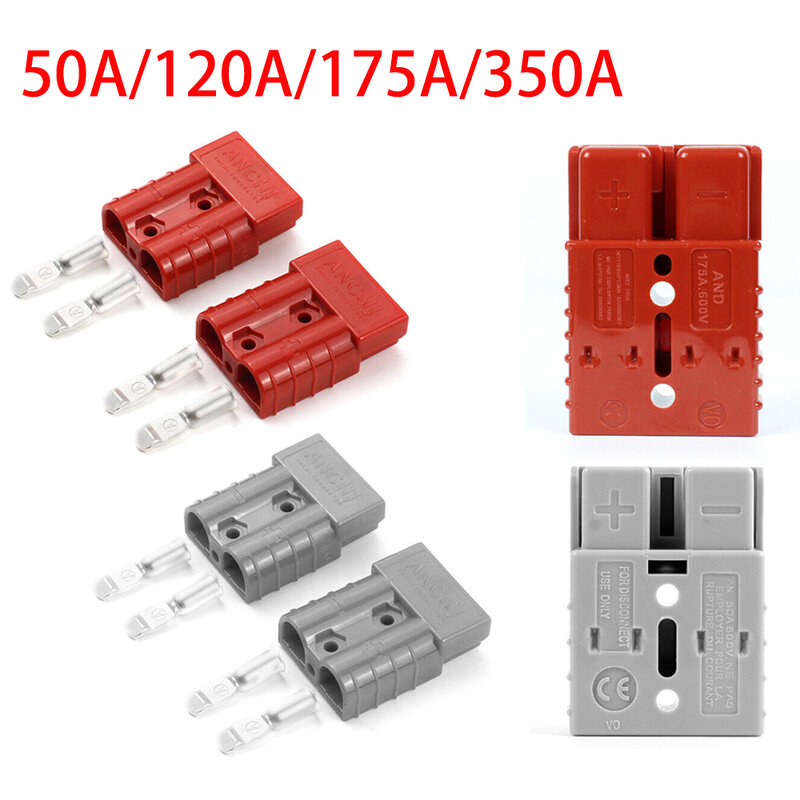 2PCS For Anderson 50A 120A 175A 350A 600V Plug Cable Terminal Battery Power Connector Kit Quick Plug Battery Charging Connector