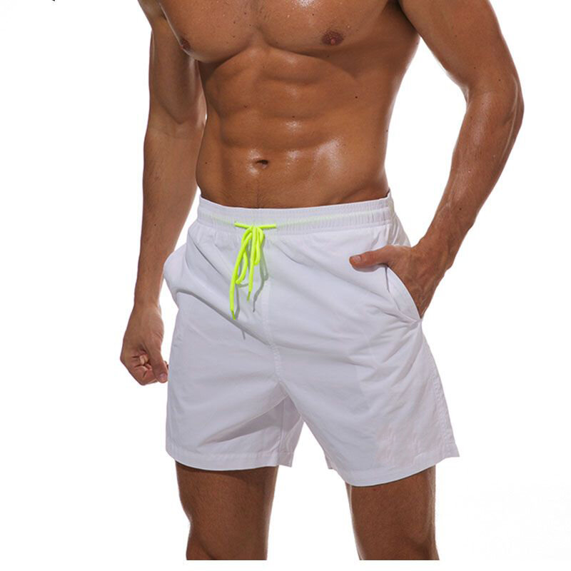 Shorts de praia casual de secagem rápida masculino, cor sólida, jogging, esportivo, verão, 5 calças