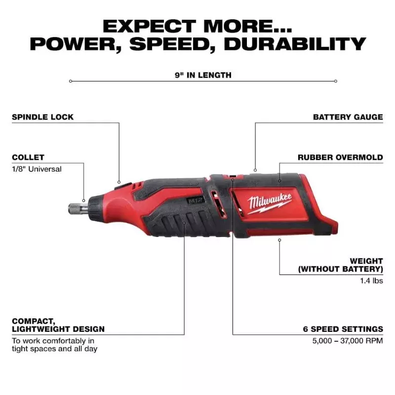 Milwaukee C12 RT/2460 Kit M12™ Cordless Rotary Tool 12V Power Tools With Battery Charger