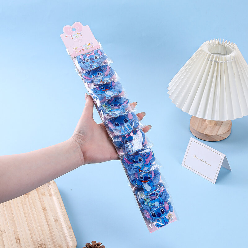 10 pz Disney Stitch corda per capelli acrilico simpatico cartone animato figura blu elastico copricapo elastico ragazza bambini accessori per capelli regali