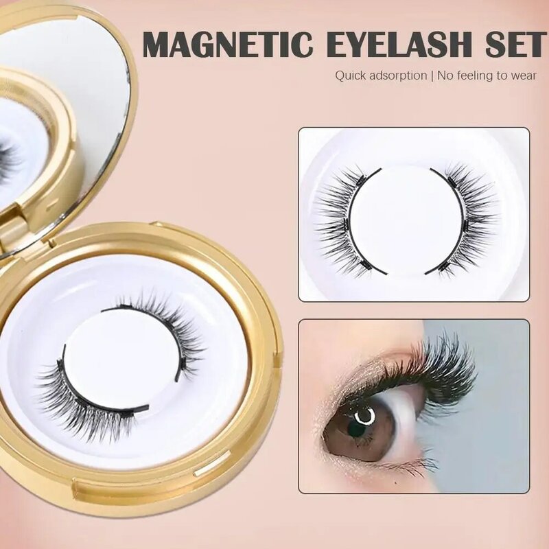 1 Pair 3D Natural Magnetic Eyelash Set With Clip Non-adhesive Reusable Portable Convenient Efficient False Eyelash Beauty Tool