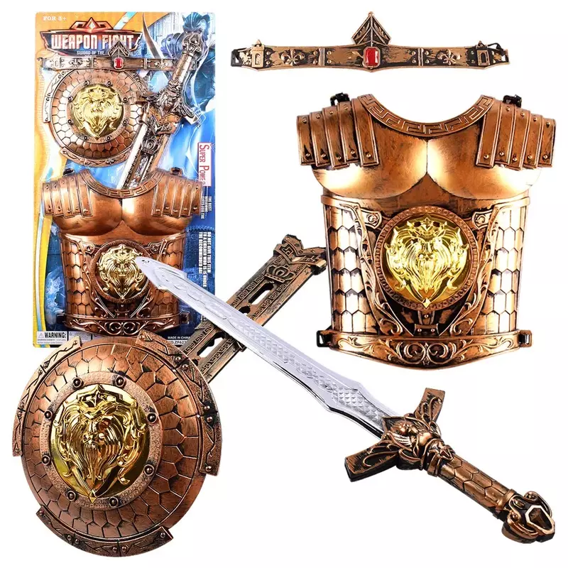 Nueva armadura de guerrero romano, arma portátil, mini espada, hacha, máscara, escudo, simulación, Anime, acción, Ninja, regalo, juguetes para niños