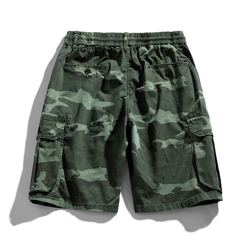 Verão homens carga camuflagem shorts homens primavera algodão casual multi bolso praia shorts calças masculino basculador shorts dropshipping
