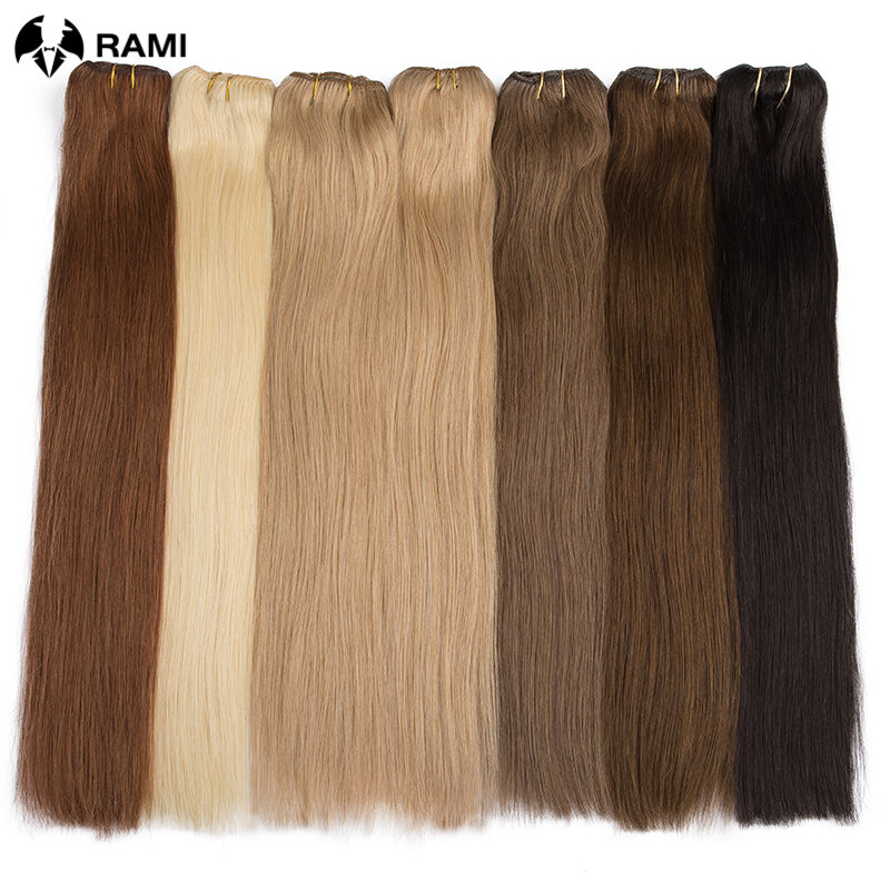 Extensiones de cabello humano liso Natural para piezas, postizos de 7 Women12-26Inch con Clip, 100% de cabello humano, trama de cabello Remy