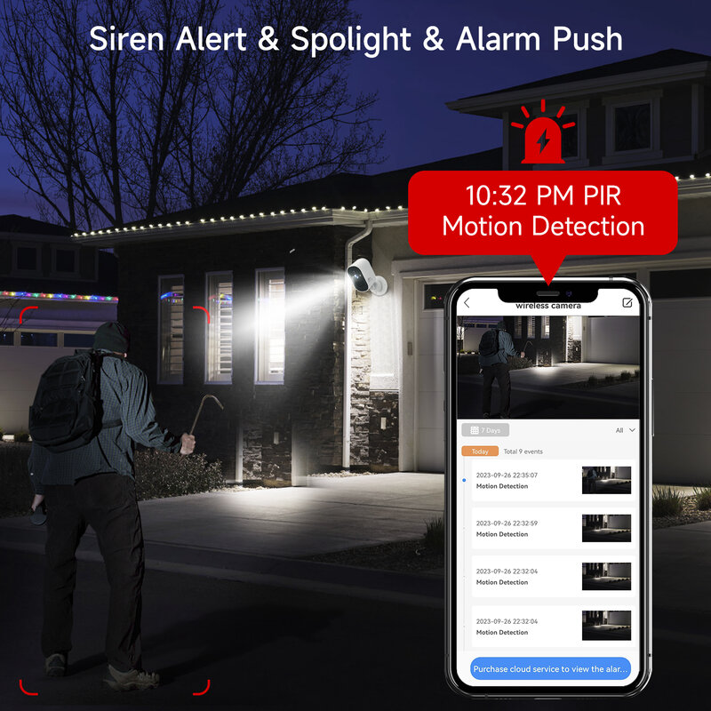 XVIM 4MP Beveiligingscamera IR Nachtzicht Mens Bewegingsdetectie Alarm Home Beveiliging Monitor Buiten IP65 Waterdicht Twee-Weg Audio Intercom Wifi Bewakingscamera