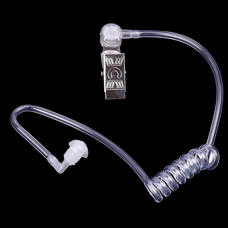 Earplug tabung udara akustik dengan klip logam, Headset Radio dua arah Walkie Talkie Earpiece