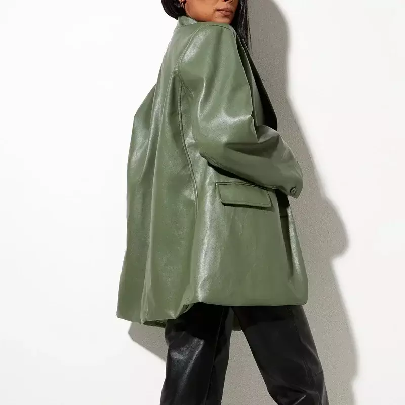 Cappotto in ecopelle da donna autunno e inverno nuova giacca in pelle Casual giacca calda abbigliamento donna