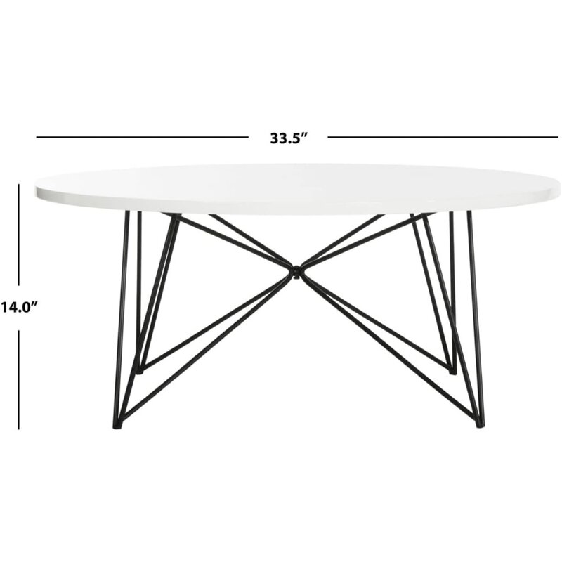 컬렉션 Maris 모던 화이트 래커 원형 머리핀 다리 커피 테이블, 홈 커피 코너, 거실 가구 의자