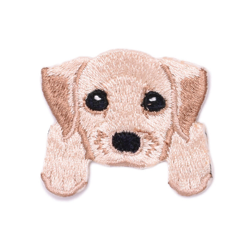 Patch kain bordir anjing kartun lucu, 1 buah dekorasi hewan Patch perbaikan mantel bordir Patch multifungsi