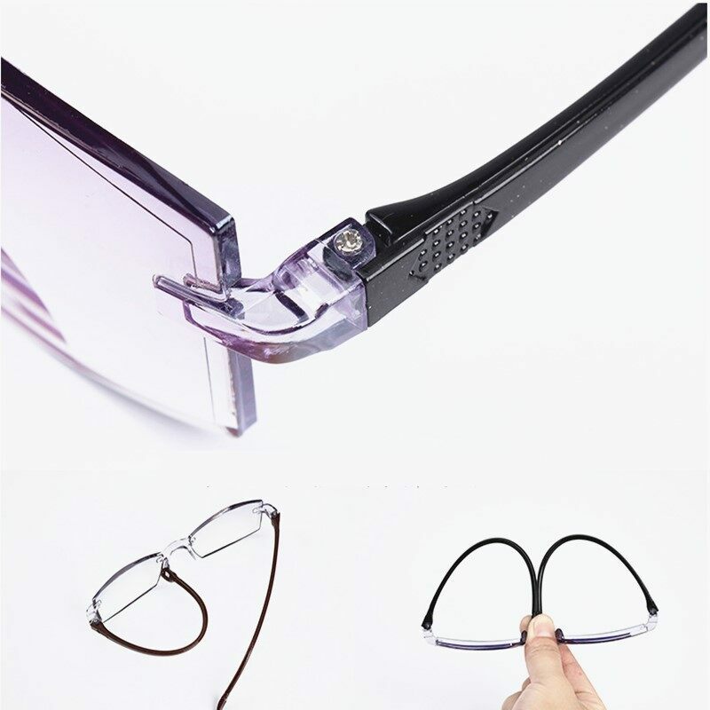 Gafas de lectura para hombre y mujer, lentes de negocios sin montura, presbicia, antiluz azul, ópticas, ultraligeras, Retro