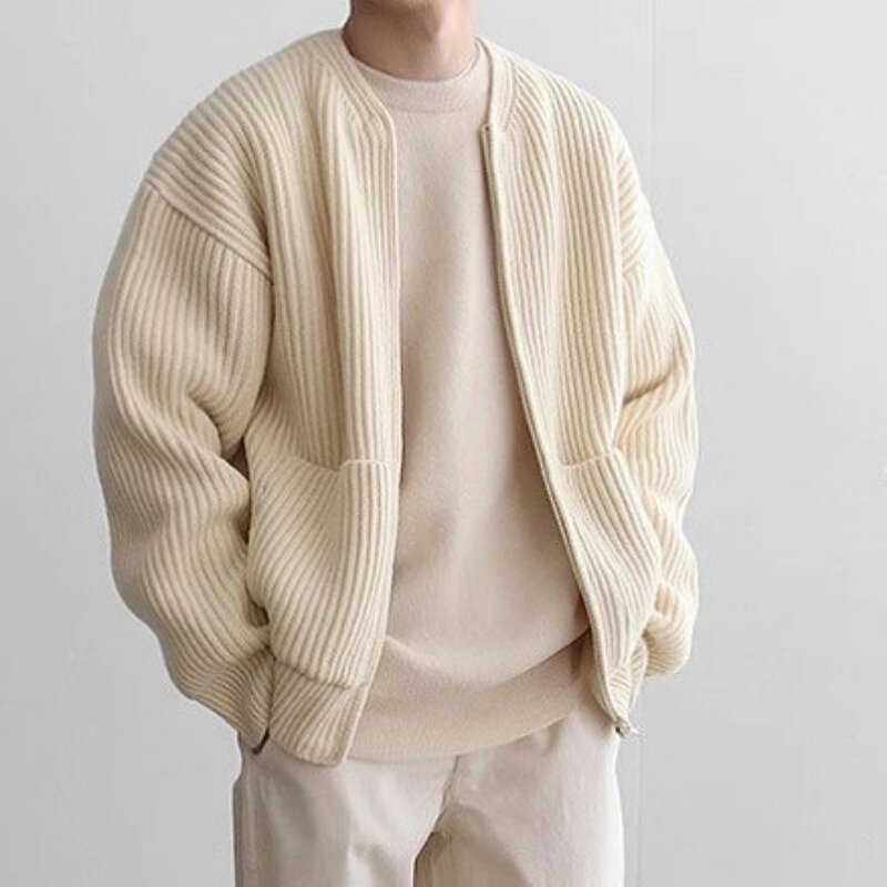 Suéteres de punto para hombre, cárdigan de algodón, ropa cálida de lujo, Vintage, Y2k, invierno, otoño