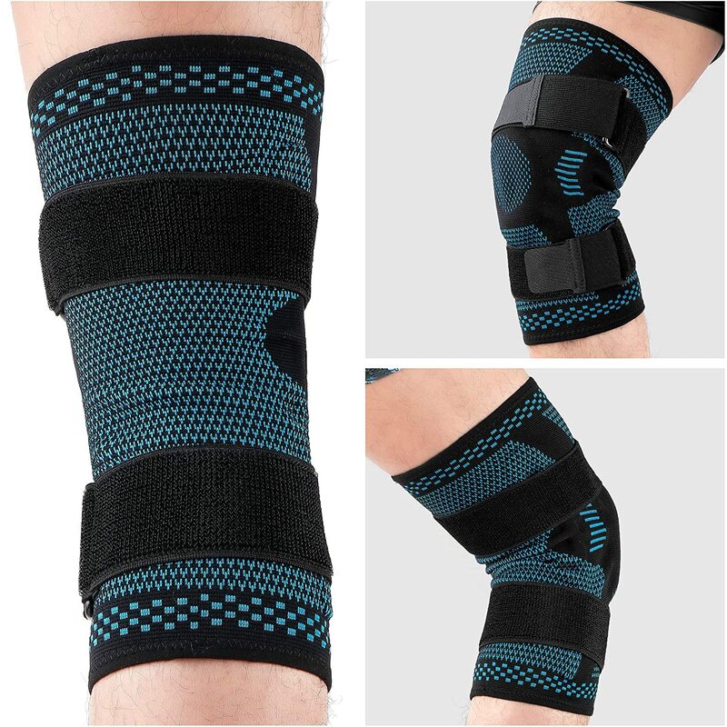 1 pz ginocchiera supporto manica a compressione con stabilizzatori laterali e Gel rotula per dolore al ginocchio menisco lacrima ACL recupero lesioni