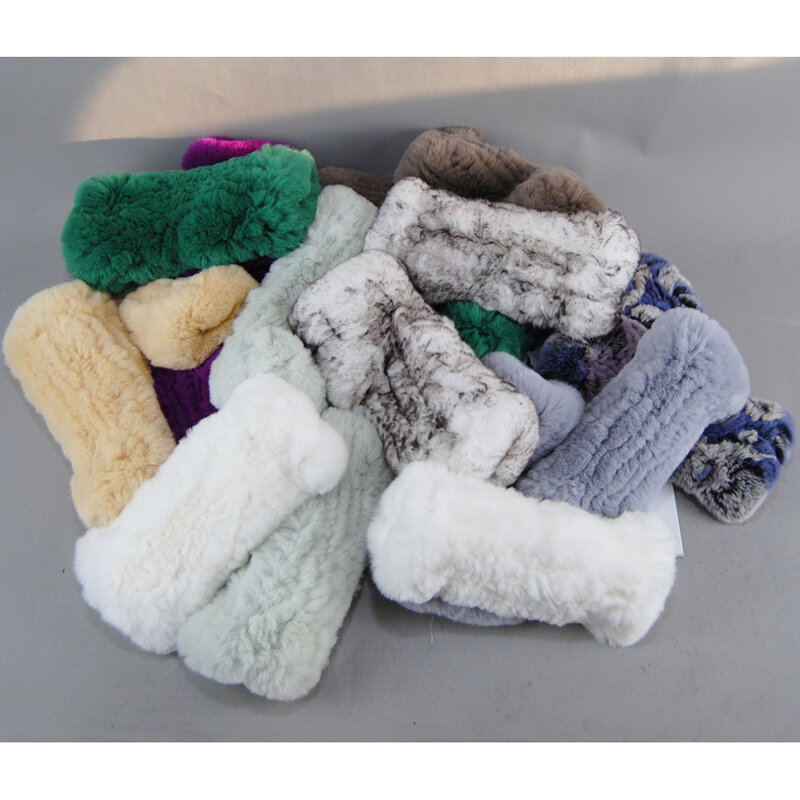 Mitaines tricotées en fourrure de lapin pour femmes, gants chauds sans doigts, nouvelle collection hiver 100%