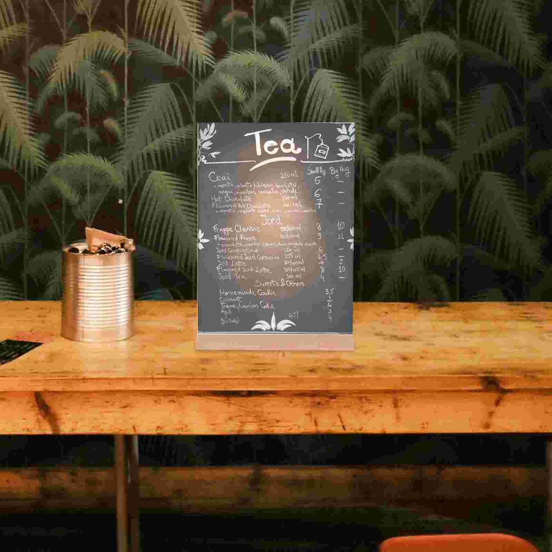 Marco de acrílico para póster, soporte de exhibición de folleto transparente, soporte Vertical de madera, suministros de supermercado y literatura, café