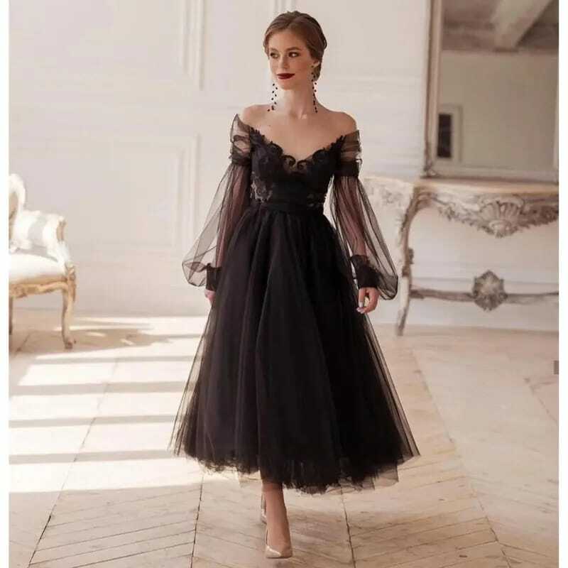 Женское вечернее платье принцессы, элегантное платье трапециевидной формы до щиколотки с длинным рукавом и V-образным вырезом, банкетное платье для выпускного вечера, 2024