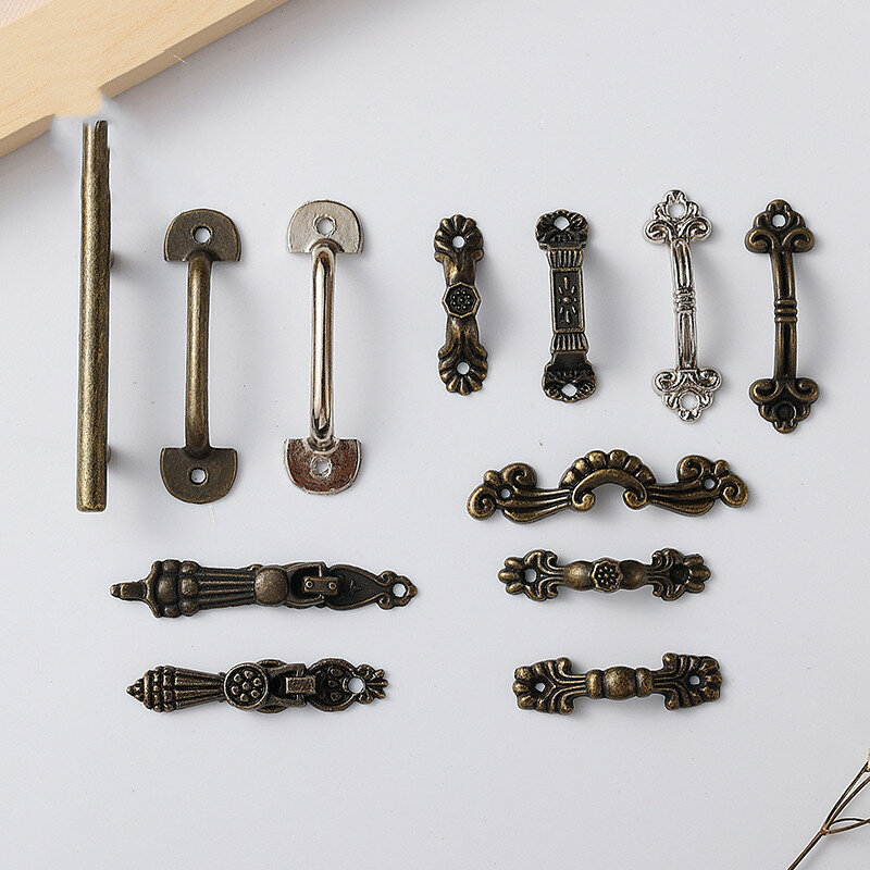 Manico antico in lega di bronzo 1PC, maniglia del cassetto del portagioie, maniglia della scatola di legno, Mini maniglia, accessori per scatole regalo