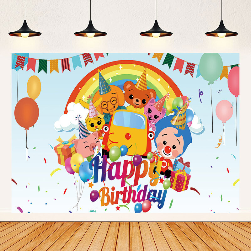 子供のための漫画の豚の写真の背景、写真の背景の装飾、最初の誕生日パーティー