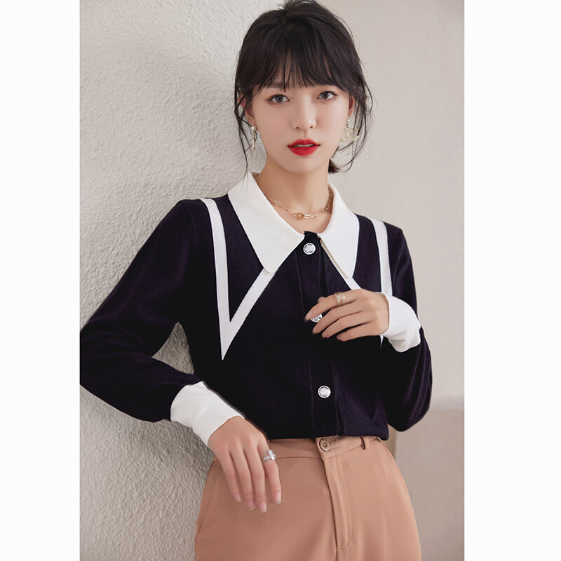 Black Women's Formal Shirt Long Sleeves Elegant Woman Top Korean Fashion Womens Blouse Korea Cardigans Blusas Para Mujer Shirts