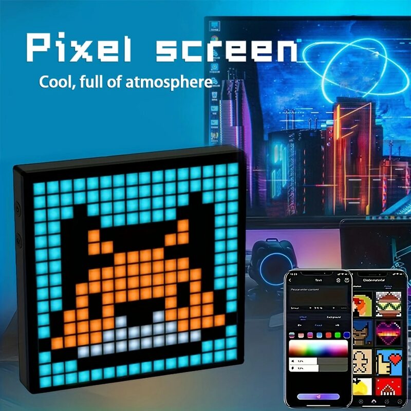 Programável LED Pixel Display Night Light, Animação App Control, DIY Texto Padrão, Decoração Home, Quarto, Sala de jogos, Bar