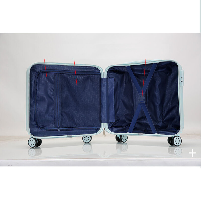 Blue Waterproof Explosion-proof Lady Travel Suitcase Women's Makeup Luggage Bags Size:41-23-44cm