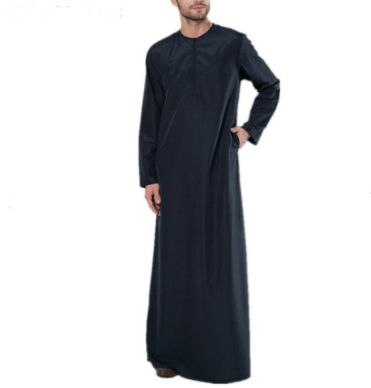 Vestido largo con bordado de Ramadán para hombre, túnica larga de Jubba Thobe musulmán Eid, caftán, Abaya, Dubái, Turquía árabe, ropa islámica