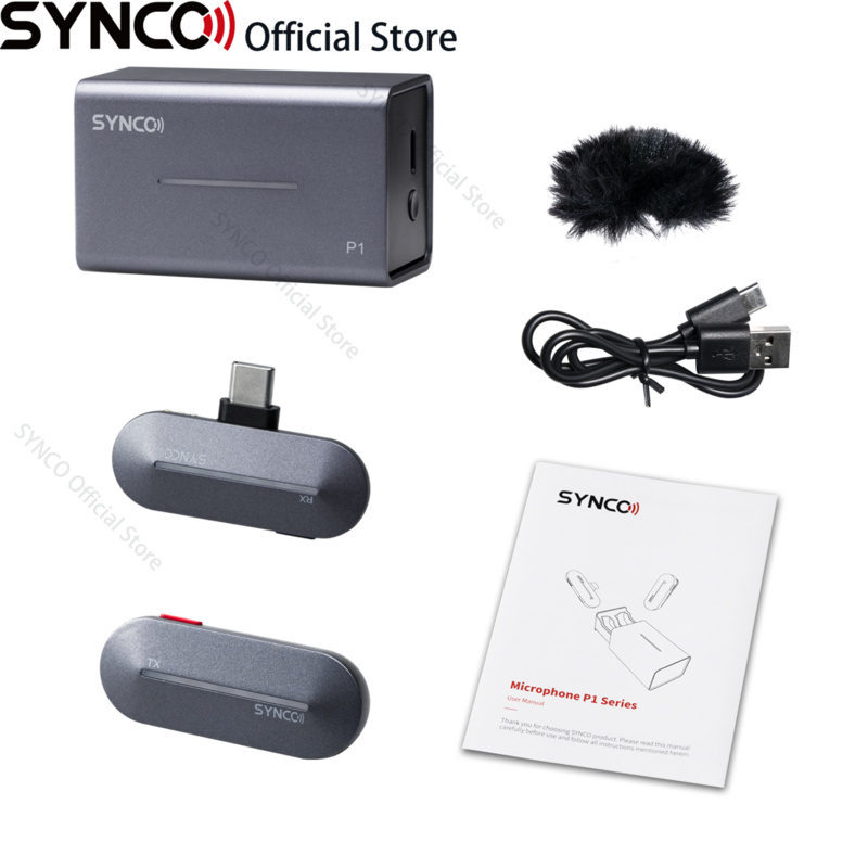 Беспроводной петличный микрофон Synco P1S, портативный студийный мини-микрофон для iPhone, Android, Type C, аудио, видеозаписи