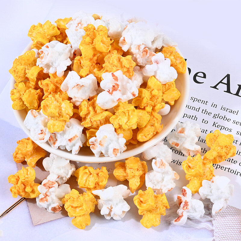 10Pcs Resin Popcorn Food Emulation DIY Material Jewelry Making Materials Pendant Handmade Supplie For Earrings Chains Decoration