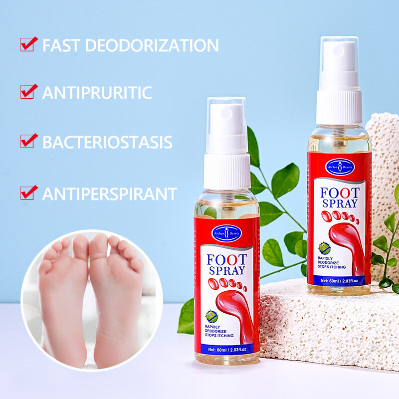 Espray desodorante antitranspirante de larga duración para el cuidado de los pies, elimina rápidamente el sudor de los pies, Perfume reparador hidratante, 60ml