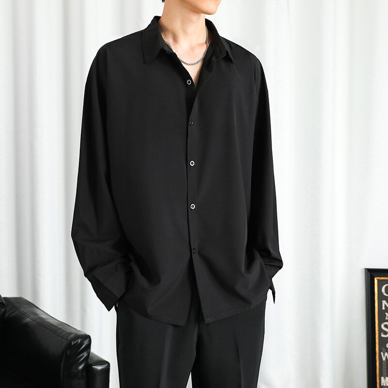 Chemise à boutonnage simple à manches longues monochromatique pour hommes, chemises coréennes, chemisiers confortables, chemise décontractée classique, mode