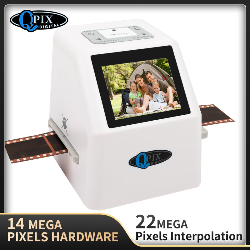 QPIX Scanners de filmes portáteis, scanner de fotos, conversor digital, suporte deslizante negativo, 22 MP, 35mm, 135, 110, 126KPK, Super 8