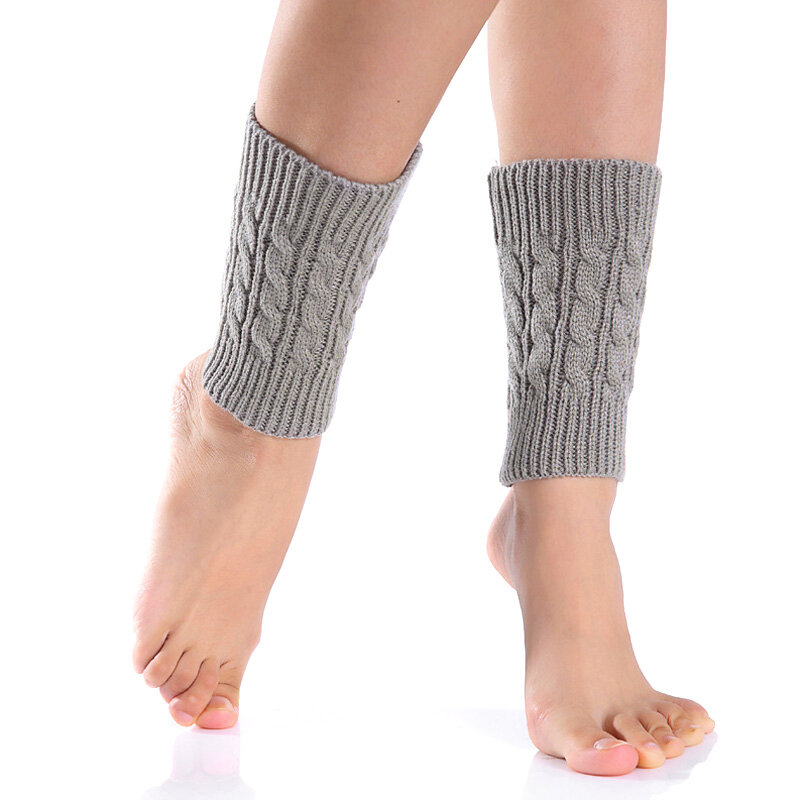 Protetor de perna tricotado feminino, pernas quentes, botas curtas, punhos elegantes, inverno