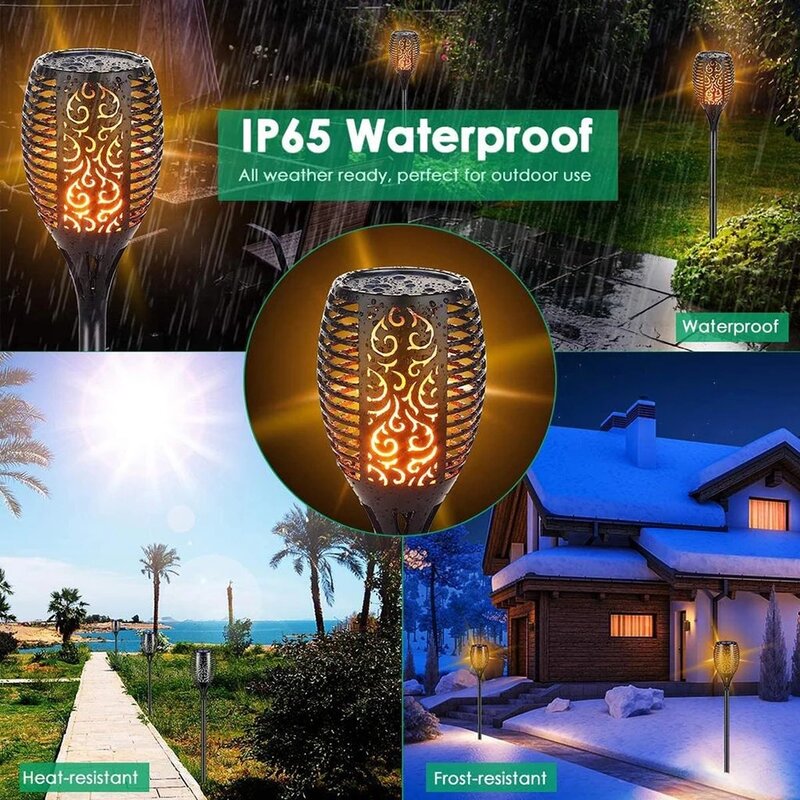 6 قطعة أضواء حديقة الحديقة مصباح التقليد مصابيح الأضواء الشمسية إضاءة خارجية مقاومة للمياه فانوس لحديقة ساحة التخييم