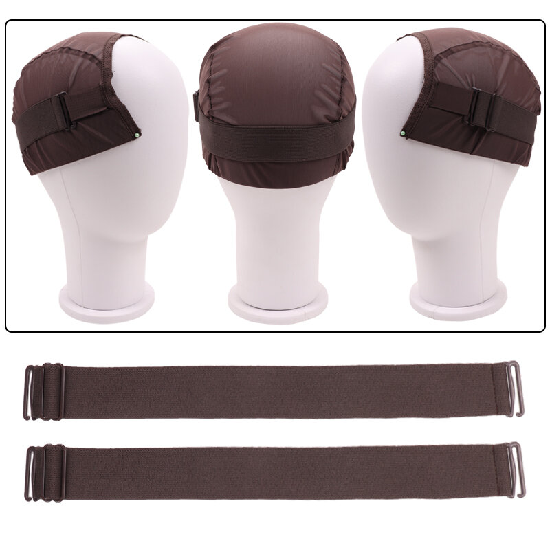 Banda elástica para hacer gorro de peluca, banda elástica de 3Cm de ancho con correa ajustable, banda negra sin pegamento, accesorios para peluca, 1 piezas