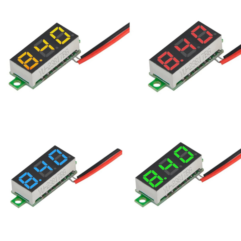 DC LED voltímetro digital, carro testador de tensão de energia móvel, detector automático, vermelho, verde, azul, amarelo, 0-100V, 12V, 0,28"
