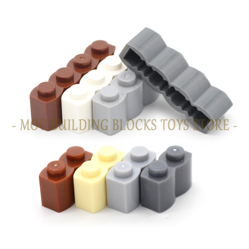 MOC Parts 30136 30137 Brick Modified 1x2 1x4 with Log Profile Building Blocks DIY Enlighten Assembled City Architecture Toys