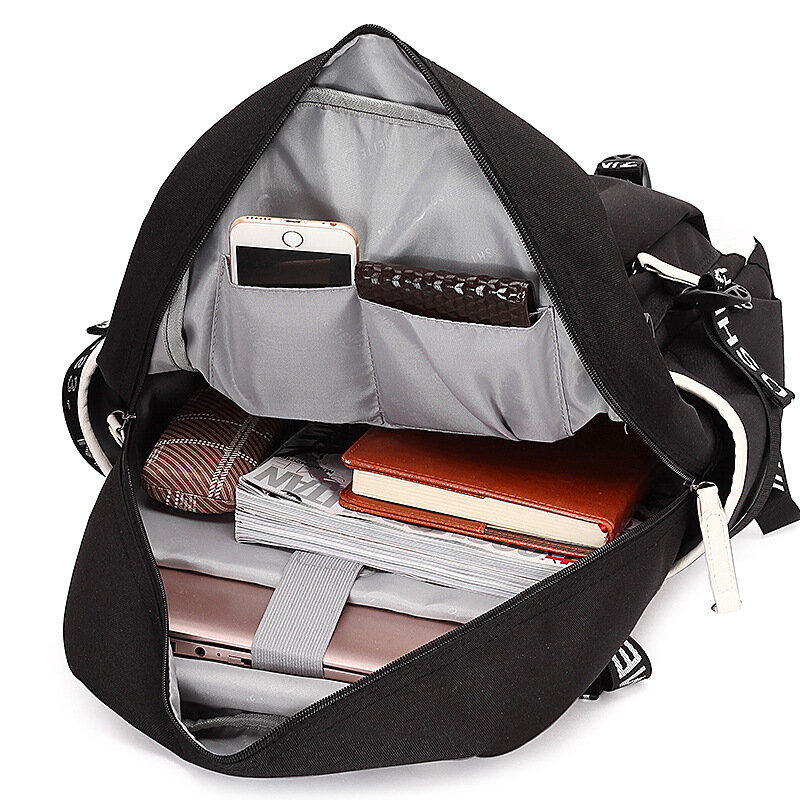 أنيمي Jujutsu Kaisen حقيبة الظهر في سن المراهقة حقيبة مدرسية متعددة الوظائف USB شحن حقيبة الرجال النساء السفر حقيبة كمبيوتر محمول على ظهره Mochila