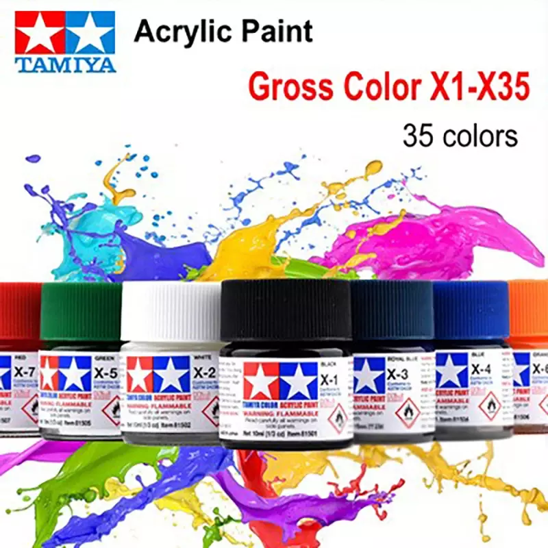 Tamiya-pintura acrílica Soluble en agua, X1-X23 de colores brutos para montar modelos, herramienta de construcción, bricolaje, 10ml