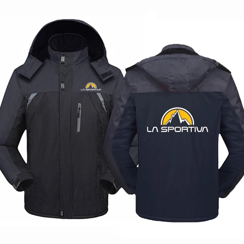 2024 jesienno-zimowa męska La Sportiva nadruk z logo osobowość Patchwork ciepła ochrona przed zimnem wiatroszczelna moda zagęszczona wiatrówka