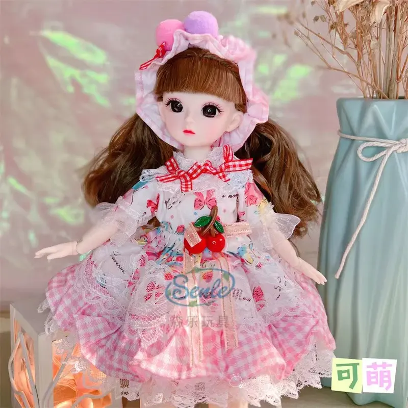 Muñecas articuladas BJD de 30cm para niñas, juguetes Kawaii de 6 puntos con ropa de moda, vestido de pelo suave, regalo de cumpleaños, novedad