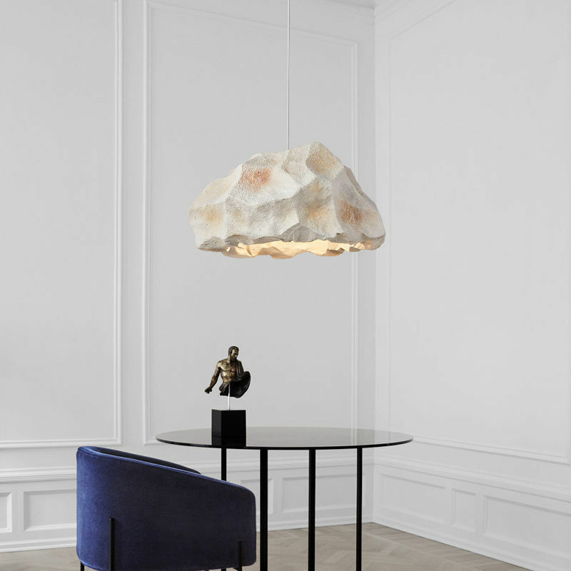 Nordic Wabi Sabi Wind Chandeliers LED E27 Resin Pendant Lamps Designer Rock Shape Suspension Lights Living Room Lighting Fixture