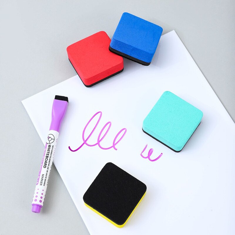 EVA Felt Whiteboard Eraser, material de escritório, Dual-color marcador magnético, quadrado Blackboard Wipe, sala de reunião, 2pcs