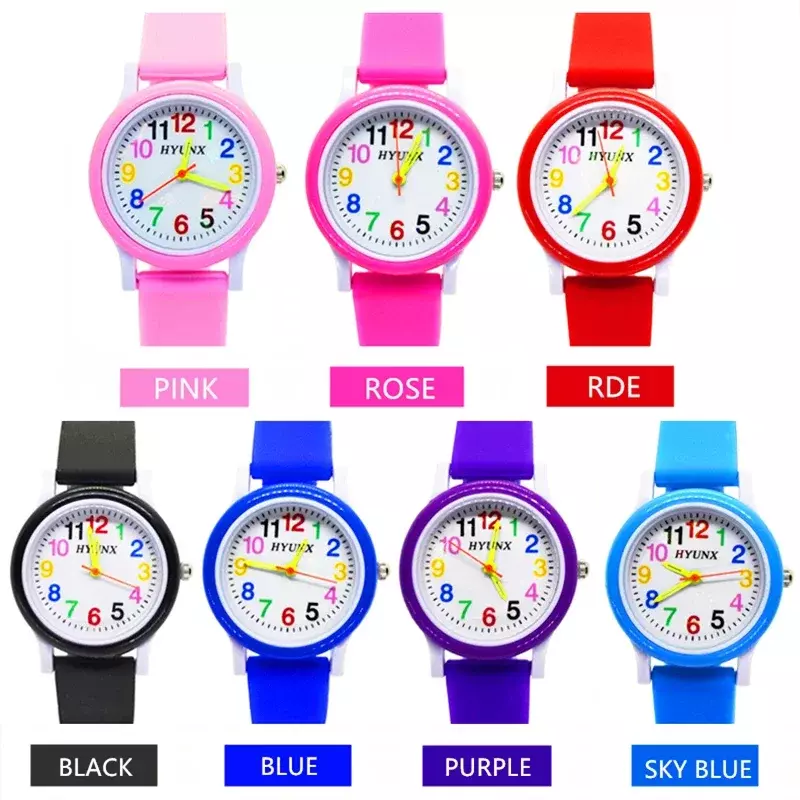 2024 nowy dziecięcy zegarek kwarcowy dla studentów na zewnątrz sportowa bransoletka zegar 9 jednolity kolor silikonowy pasek zegarki dla dzieci